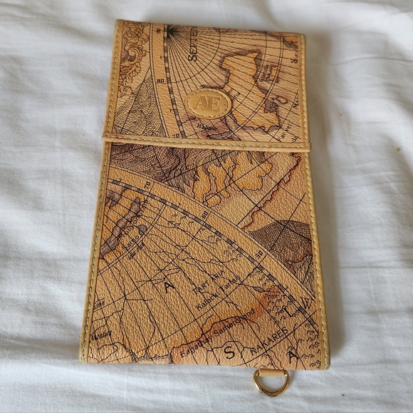 Allan Edward Vintage Map Print Leather Wallet/crossbody - Picture 1 of 12